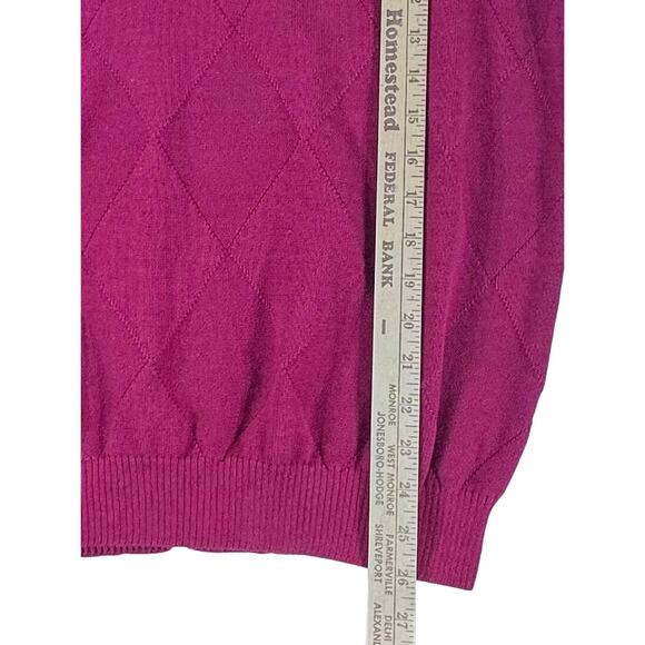 Alan Flusser Mens Pullover Sweater Vest Size XL Dark Red Burgundy Solid Argyle - Picture 8 of 9